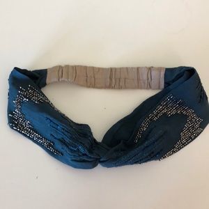 Anthropologie Fabric Twist Beaded Stretch Headband